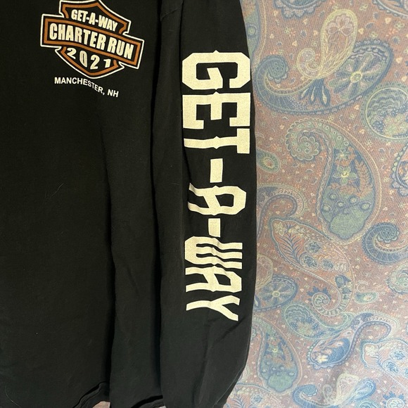 Harley Davidson, Black Long Sleeve Get A Way Charter Run 2021 Manchester NH XL - Picture 3 of 10